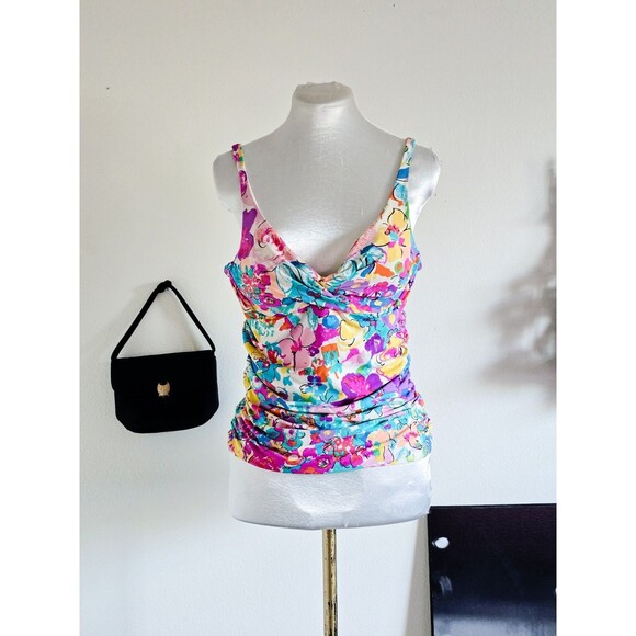 Anne Cole Other - Anne Cole Colorful Floral Tankini Top Swimsuit Miami Coastal M